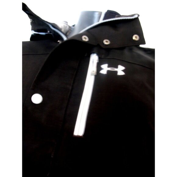 MENS UNDER ARMOUR M SOFT SHELL COAT LINED BLACK HOODED COAT go by measurement - Picture 8 of 13